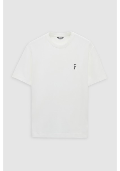 Relaxed Fit Ekru Düz T-Shirt indirimleri