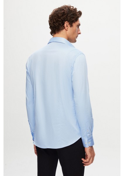 Ds Damat Slim Fit Mavi Düz Gömlek modelleri