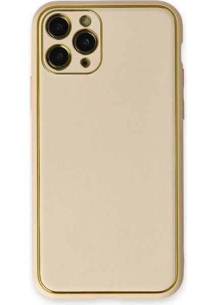 Newface iPhone 11 Pro Max Kılıf Coco Deri Silikon Kapak - Gold