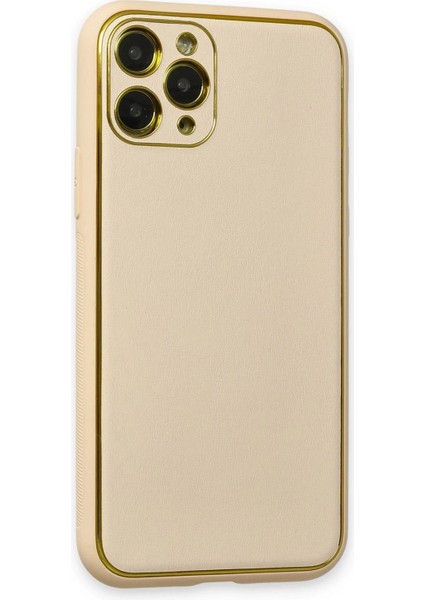 Newface iPhone 11 Pro Max Kılıf Coco Deri Silikon Kapak - Gold