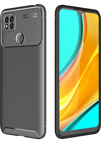 Newface Xiaomi Redmi 9c Kılıf Auto Focus Karbon Kapak - Siyah