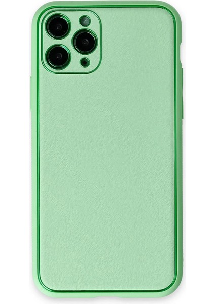 Newface iPhone 11 Pro Kılıf Coco Deri Silikon Kapak - Açık Yeşil