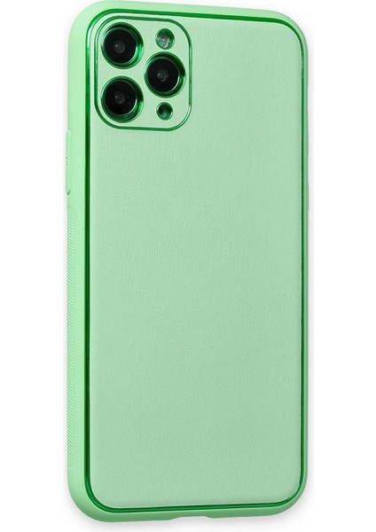 Newface iPhone 11 Pro Kılıf Coco Deri Silikon Kapak - Açık Yeşil