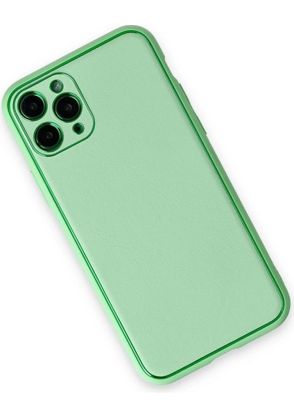 Newface iPhone 11 Pro Kılıf Coco Deri Silikon Kapak - Açık Yeşil