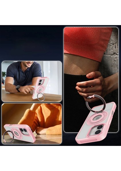 Joko iPhone 16 Banza Magsafe Standlı Kapak - Pembe