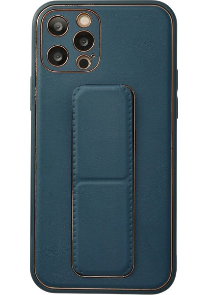 Newface iPhone 12 Pro Kılıf Coco Deri Standlı Kapak - Mavi