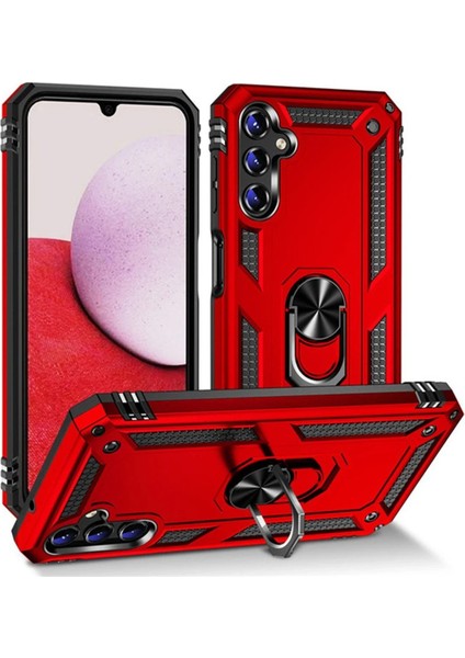 Newface Samsung Galaxy A04S Kılıf Sofya Yüzüklü Silikon Kapak - Kırmızı