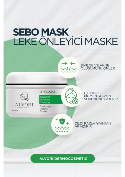 Alvori Dermokozmetik Sebo Mask,dengeleyici ve Gözenek Maske 250 ml