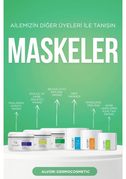 Alvori Dermokozmetik Sebo Mask,dengeleyici ve Gözenek Maske 250 ml