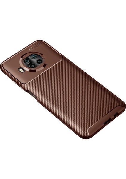 Newface Xiaomi Mi 10T Lite Kılıf Auto Focus Karbon Kapak - Kahverengi