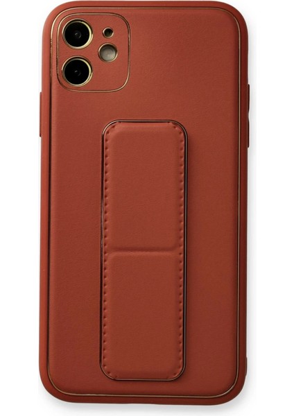 Newface iPhone 12 Kılıf Coco Deri Standlı Kapak - Fuşya