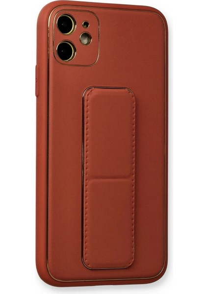 Newface iPhone 12 Kılıf Coco Deri Standlı Kapak - Fuşya