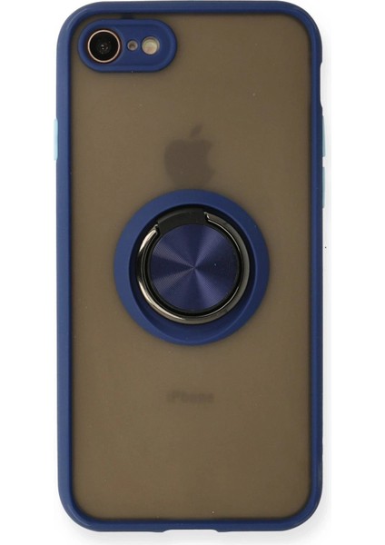Newface iPhone 7 Kılıf Montreal Yüzüklü Silikon Kapak - Lacivert