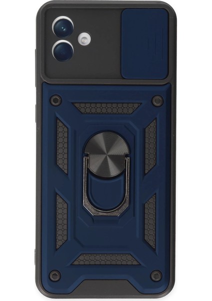 Newface Samsung Galaxy A04 Kılıf Pars Lens Yüzüklü Silikon - Lacivert