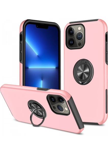 Newface iPhone 13 Pro Kılıf Elit Yüzüklü Kapak - Pembe