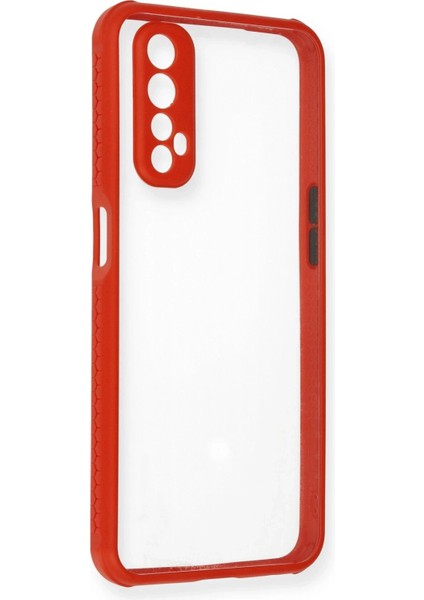 Newface Realme 7 Kılıf Miami Şeffaf Silikon - Kırmızı