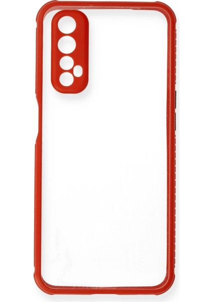 Newface Realme 7 Kılıf Miami Şeffaf Silikon - Kırmızı fiyatları