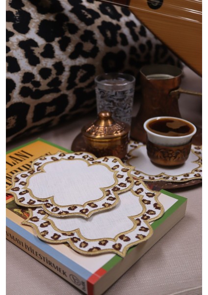 Elite 3 Lü Leopar Desenli Kahve Yanı Sunum Peçetesi 1 Adet