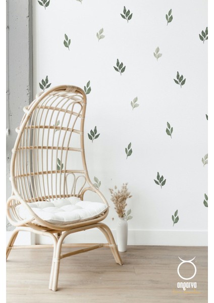 Elite Modern Stil, Dekoratif Minimal Yeşil Yapraklar, Ev Dekorasyonu Şeffaf Duvar Sticker, 40 Adet 1 Adet