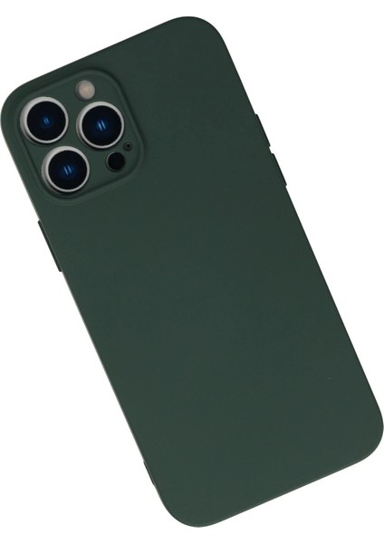Newface iPhone 13 Pro Max Kılıf Nano Içi Kadife Silikon - Koyu Yeşil