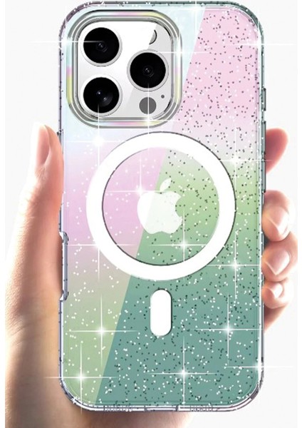 Joko iPhone 14 Pro Max Rasasi Simli Magsafe Kapak - Şeffaf