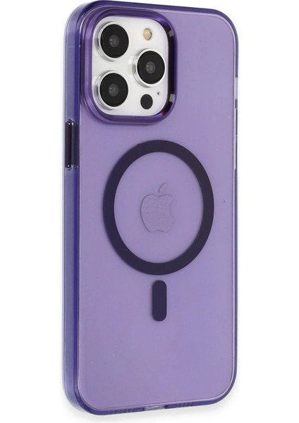 Newface iPhone 14 Pro Max Kılıf Tron Şeffaf Magsafe Kapak - Derin Mor
