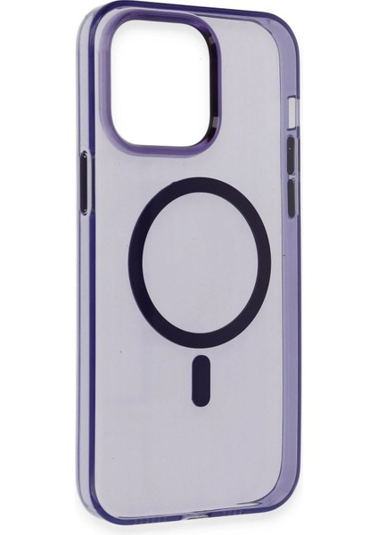 Newface iPhone 14 Pro Max Kılıf Tron Şeffaf Magsafe Kapak - Derin Mor