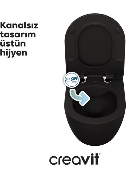 Free Rim-Off Duroplast Yavaş Kapanan Klozet Kapaklı Mat Siyah Set fiyatları