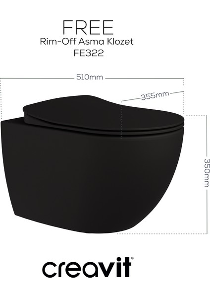 Free Rim-Off Duroplast Yavaş Kapanan Klozet Kapaklı Mat Siyah Set modelleri