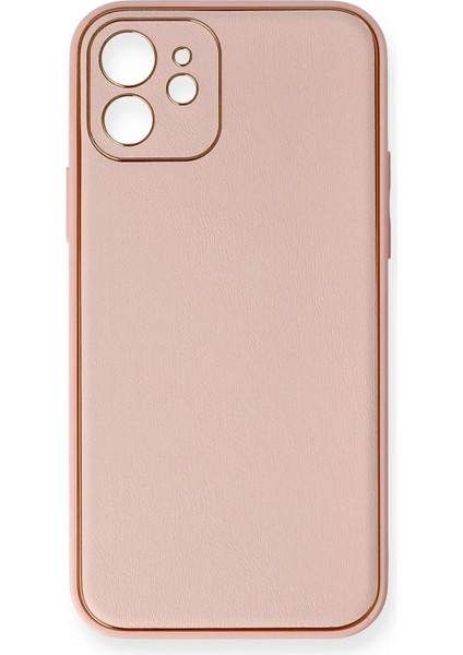 Newface iPhone 12 Kılıf Coco Deri Silikon Kapak - Pembe