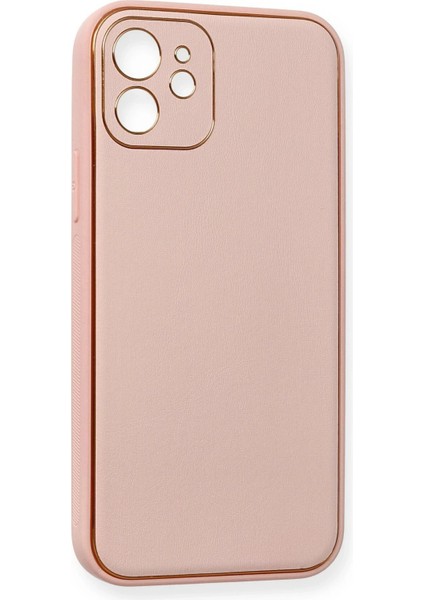 Newface iPhone 12 Kılıf Coco Deri Silikon Kapak - Pembe