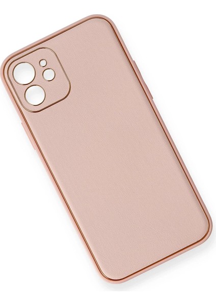 Newface iPhone 12 Kılıf Coco Deri Silikon Kapak - Pembe
