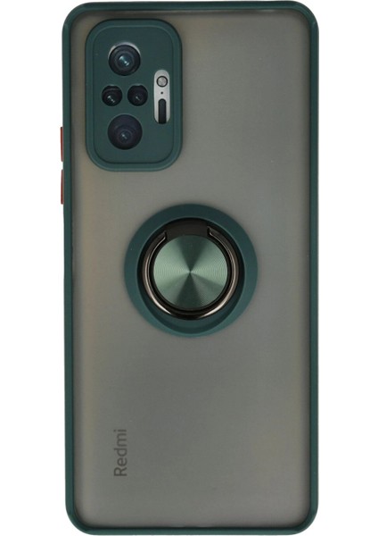 Newface Xiaomi Redmi Note 10 Pro Kılıf Montreal Yüzüklü Silikon Kapak - Yeşil