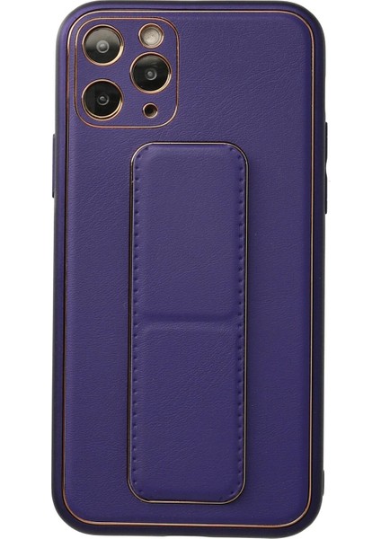 Newface iPhone 11 Pro Kılıf Coco Deri Standlı Kapak - Mor