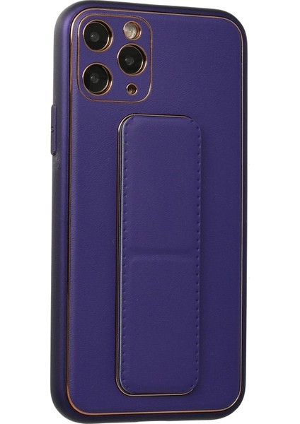 Newface iPhone 11 Pro Kılıf Coco Deri Standlı Kapak - Mor