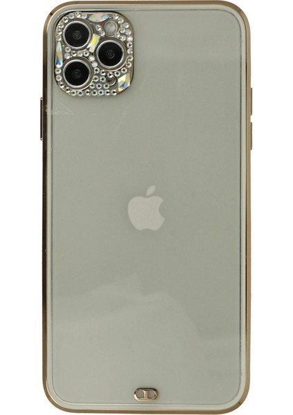 Newface iPhone 11 Pro Kılıf Liva Taşlı Silikon - Beyaz