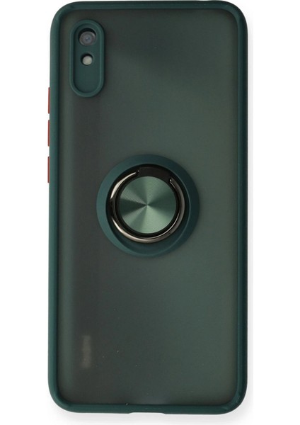 Newface Xiaomi Redmi 9A Kılıf Montreal Yüzüklü Silikon Kapak - Yeşil