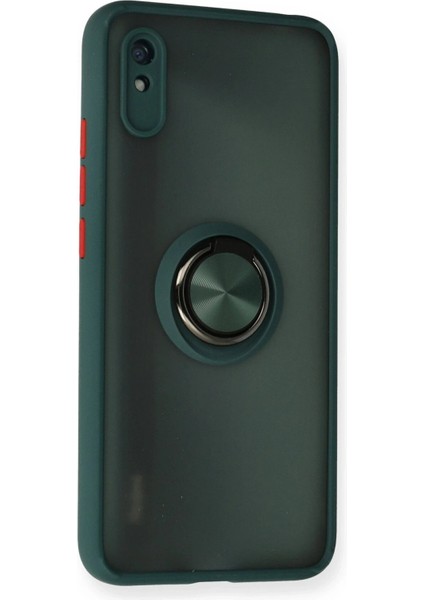 Newface Xiaomi Redmi 9A Kılıf Montreal Yüzüklü Silikon Kapak - Yeşil fiyatları