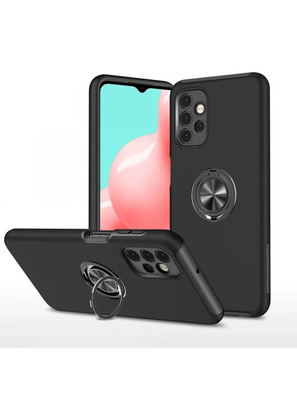 Newface Samsung Galaxy A72 Kılıf Elit Yüzüklü Kapak - Siyah