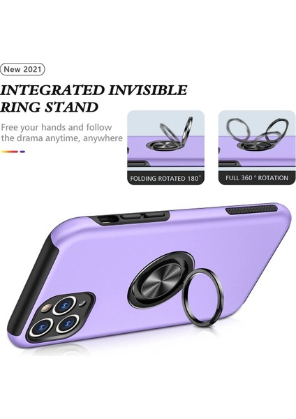 Newface iPhone 11 Pro Kılıf Elit Yüzüklü Kapak - Mor