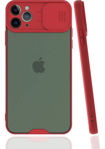 Newface iPhone 11 Pro Max Kılıf Platin Kamera Koruma Silikon - Kırmızı