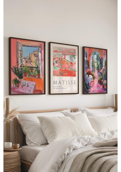 Elite Matisse Tablo Seti, 3 Adet Siyah Çerçeve ve Sanat Serisi Poster - Yatak Odası, Mutfak, Salon Dekoru 1 Adet