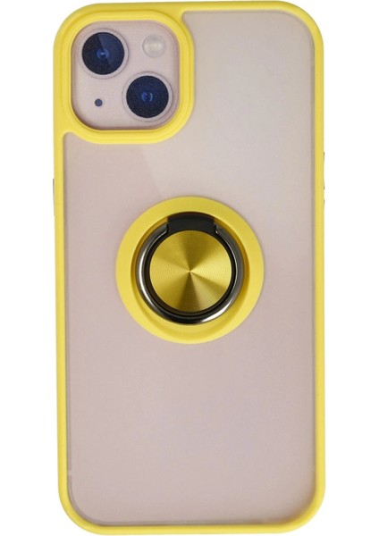 Newface iPhone 15 Kılıf Montreal Yüzüklü Silikon Kapak - Sarı