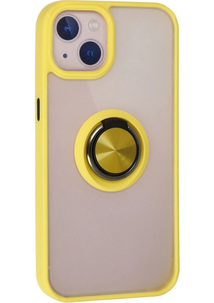 Newface iPhone 15 Kılıf Montreal Yüzüklü Silikon Kapak - Sarı