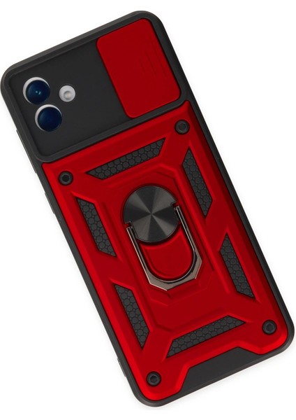 Newface Samsung Galaxy A04 Kılıf Pars Lens Yüzüklü Silikon - Kırmızı modelleri