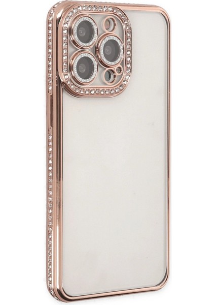 Newface iPhone 14 Pro Kılıf Joke Taşlı Silikon - Pembe