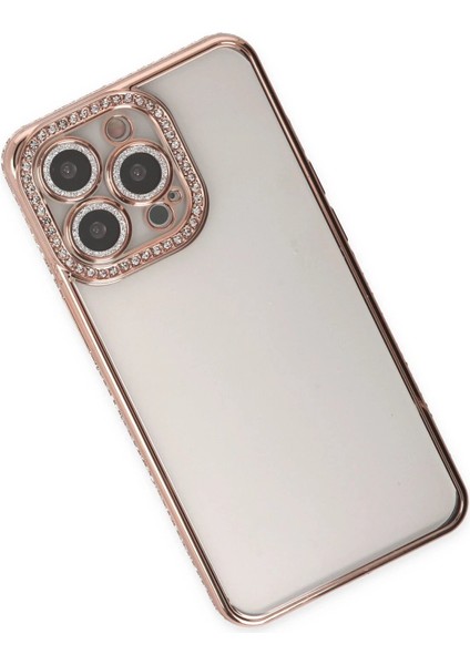 Newface iPhone 14 Pro Kılıf Joke Taşlı Silikon - Pembe
