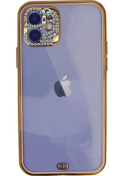 Newface iPhone 12 Kılıf Liva Taşlı Silikon - Pembe