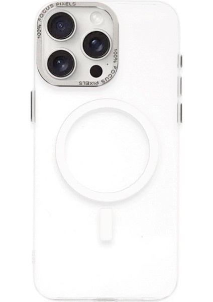 Newface iPhone 15 Pro Max Kılıf Anka Pc Magneticsafe Sert Metal Kapak - Şeffaf
