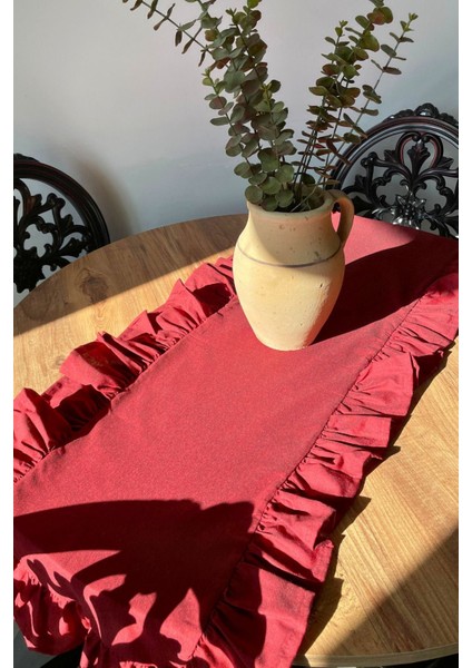 Elite Fırfırlı Bordo (Kırmızı) Runner 40X110 1 Adet